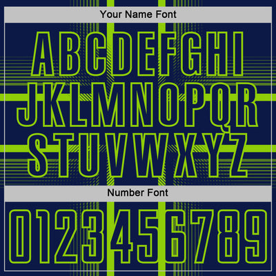 Custom Navy Neon Green-White Lines Sublimation Soccer Uniform Jersey