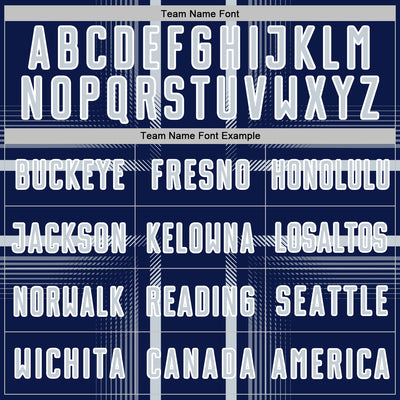 Custom Navy Silver-White Lines Sublimation Soccer Uniform Jersey