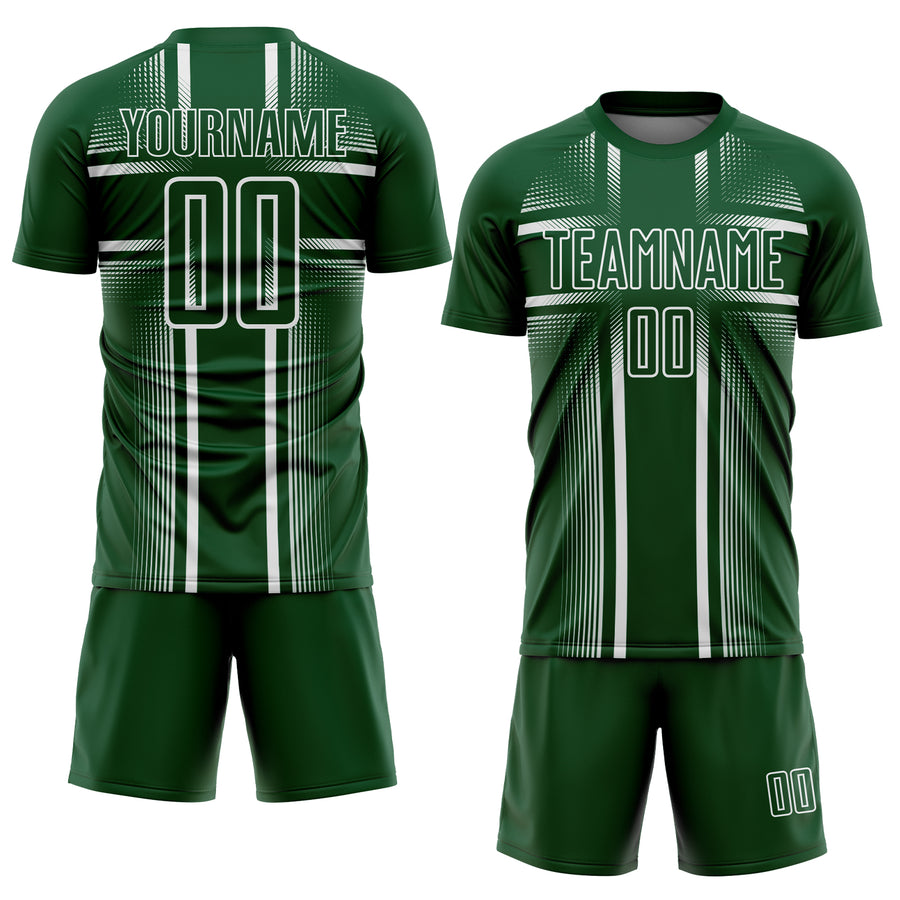 Custom Green White Lines Sublimation Soccer Uniform Jersey