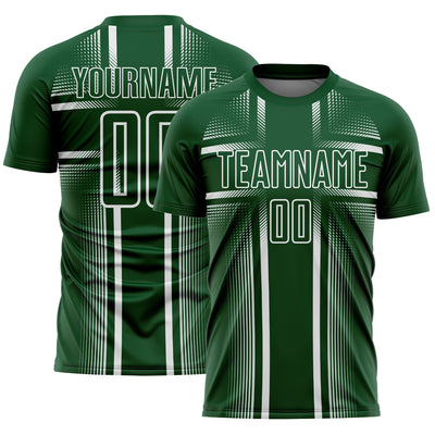 Custom Green White Lines Sublimation Soccer Uniform Jersey