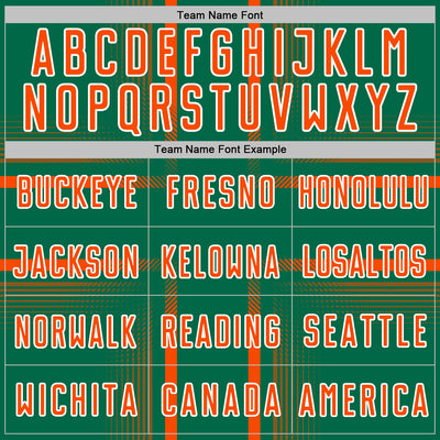 Custom Kelly Green Orange-White Lines Sublimation Soccer Uniform Jersey