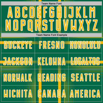 Custom Kelly Green Gold-White Lines Sublimation Soccer Uniform Jersey