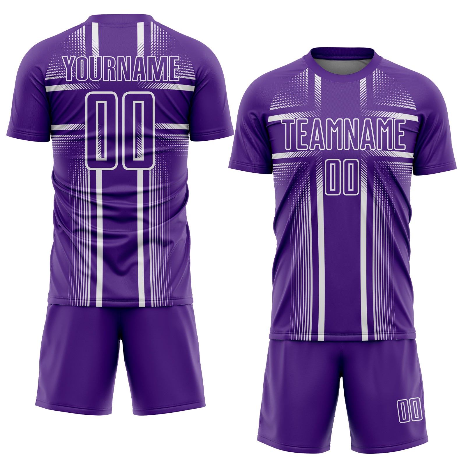 Custom Purple White Lines Sublimation Soccer Uniform Jersey
