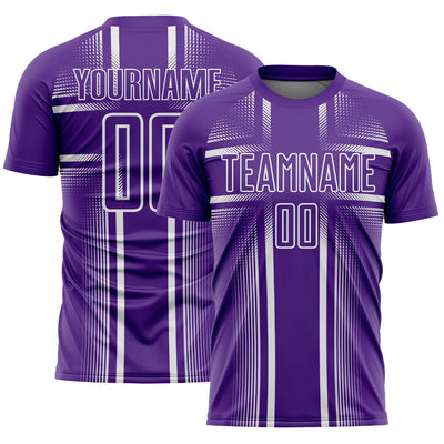 Custom Purple White Lines Sublimation Soccer Uniform Jersey