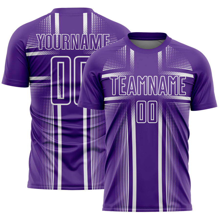 Custom Purple White Lines Sublimation Soccer Uniform Jersey