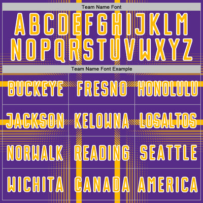 Custom Purple Gold-White Lines Sublimation Soccer Uniform Jersey