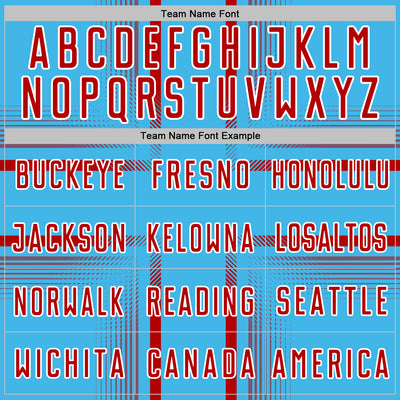 Custom Sky Blue Red-White Lines Sublimation Soccer Uniform Jersey