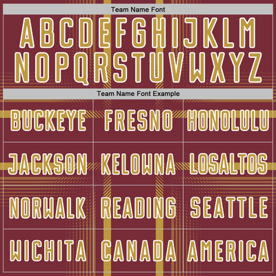 Custom Burgundy Old Gold-White Lines Sublimation Soccer Uniform Jersey