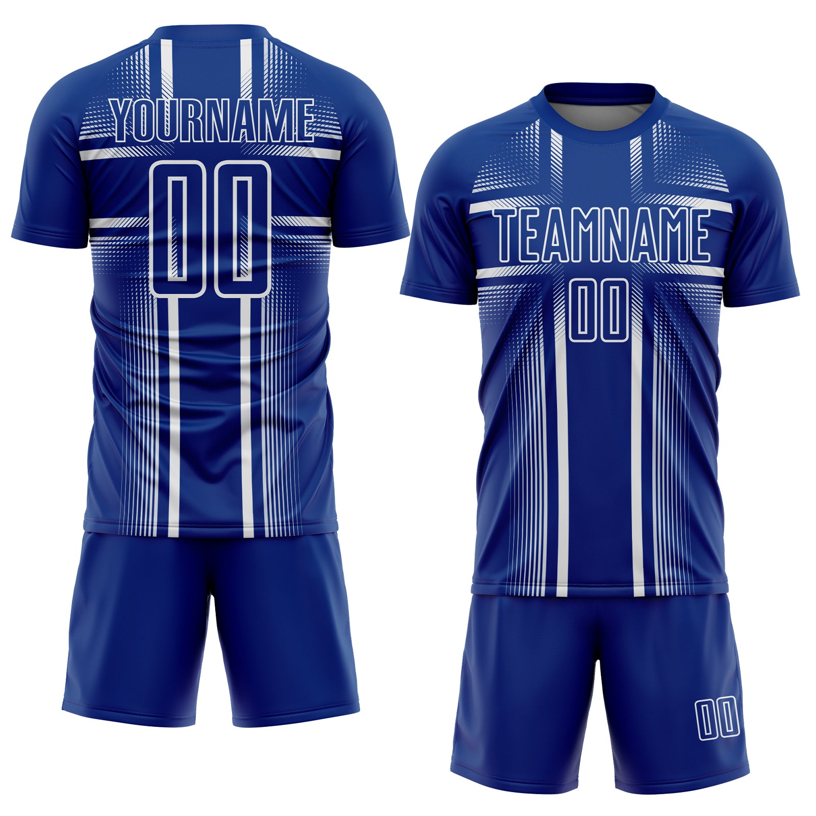 Custom Royal White Lines Sublimation Soccer Uniform Jersey