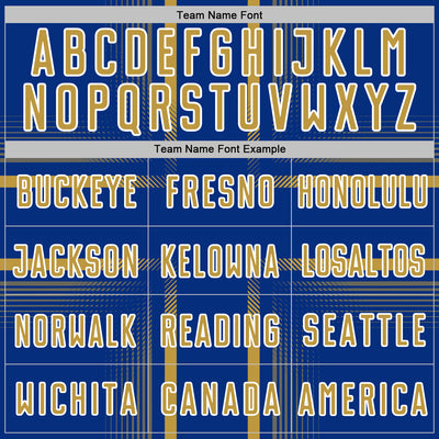 Custom Royal Old Gold-White Lines Sublimation Soccer Uniform Jersey