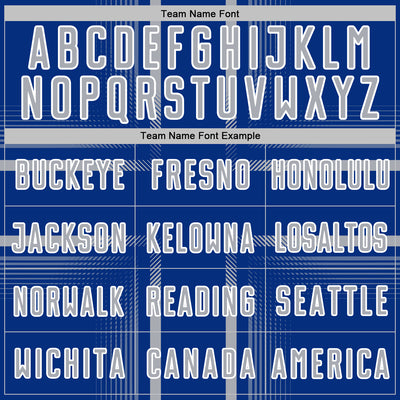 Custom Royal Gray-White Lines Sublimation Soccer Uniform Jersey