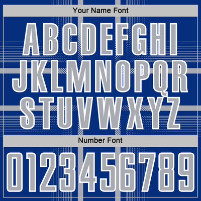 Custom Royal Gray-White Lines Sublimation Soccer Uniform Jersey