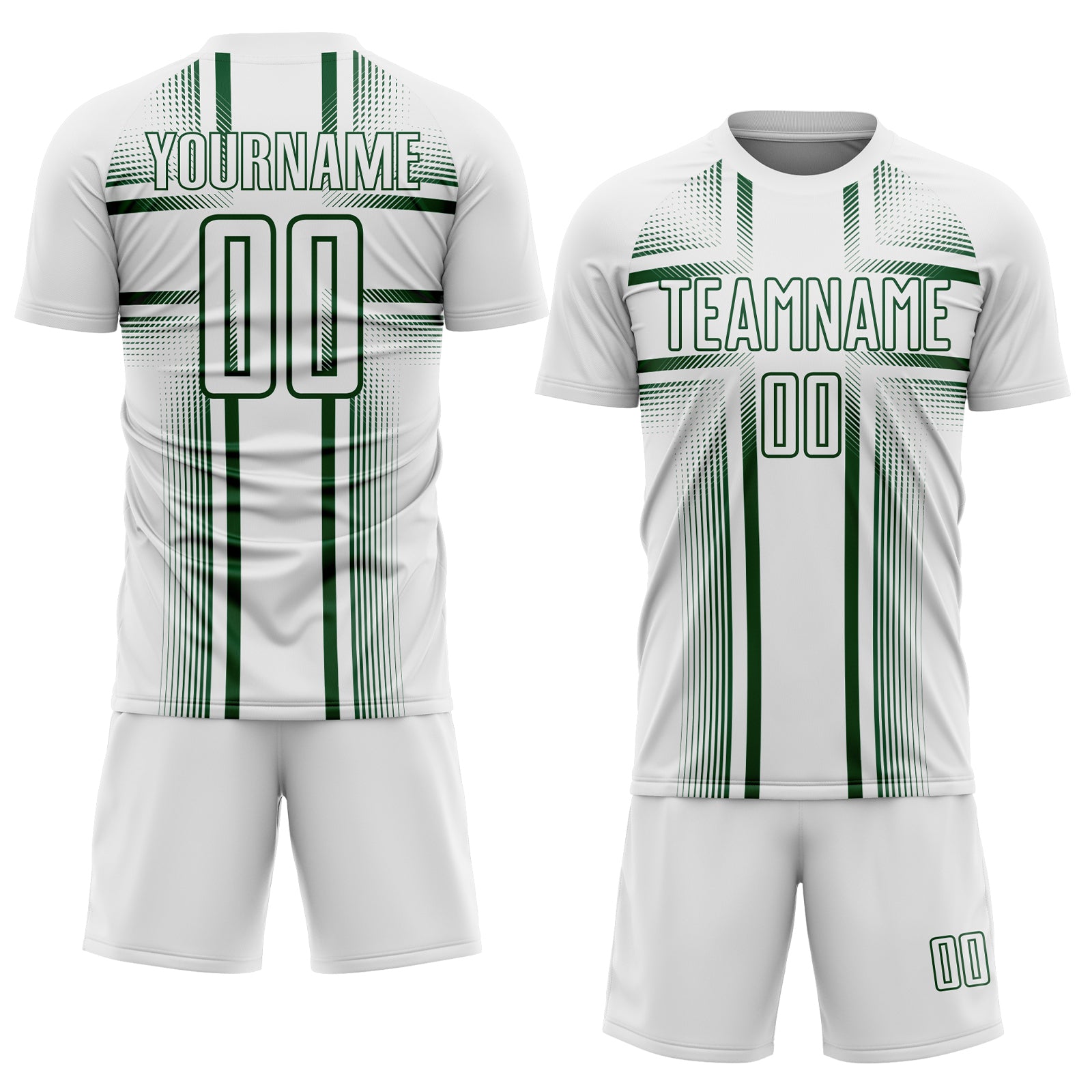 Custom White Green Lines Sublimation Soccer Uniform Jersey