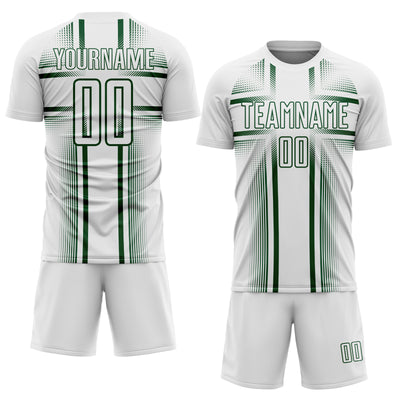 Custom White Green Lines Sublimation Soccer Uniform Jersey