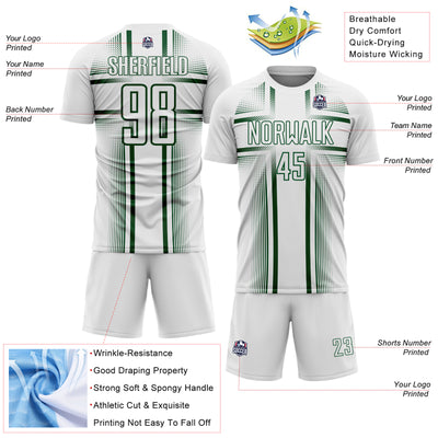 Custom White Green Lines Sublimation Soccer Uniform Jersey