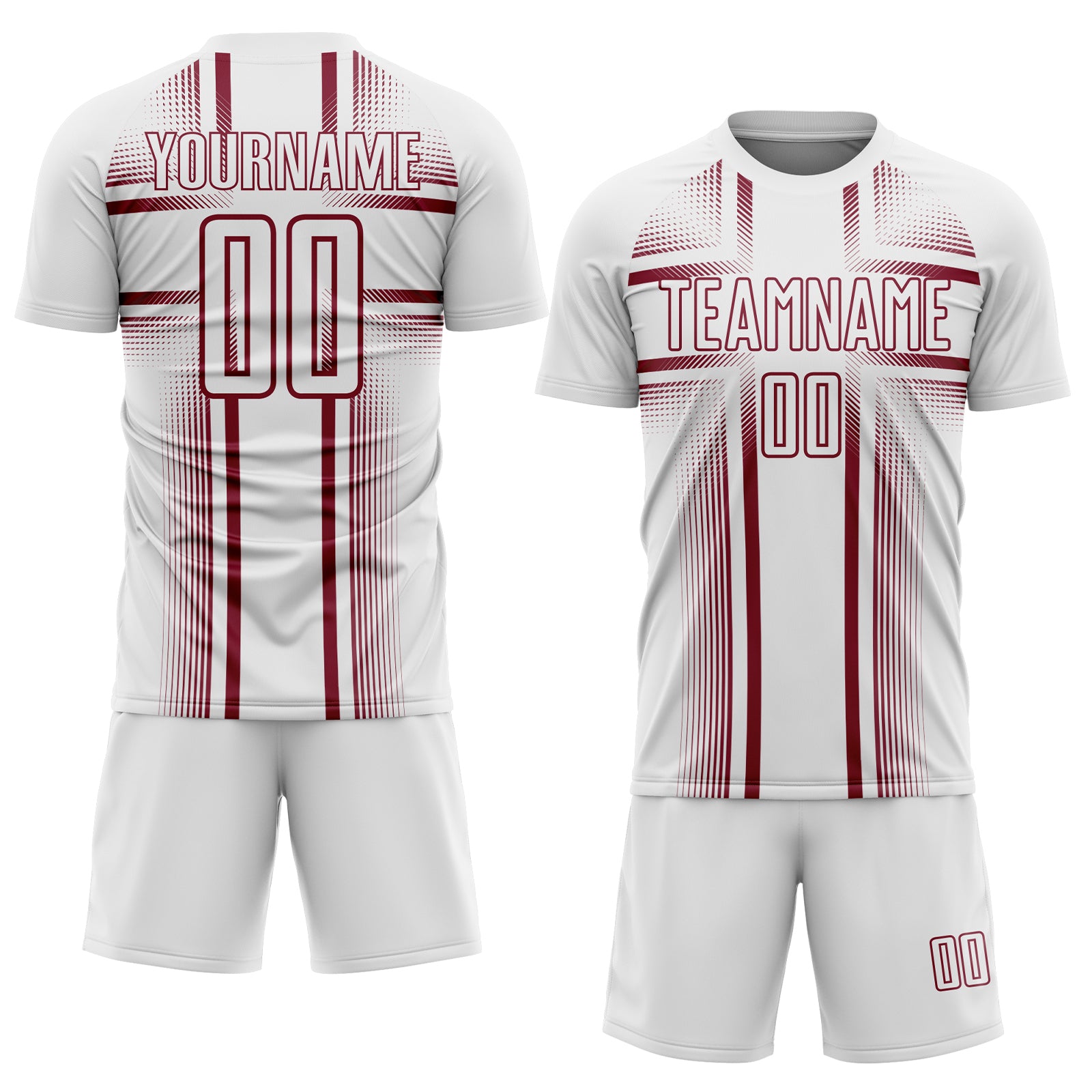 Custom White Crimson Lines Sublimation Soccer Uniform Jersey