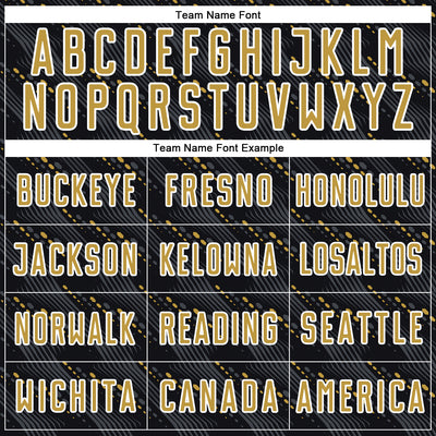 Custom Black Old Gold-White Slant Lines Sports Sublimation Soccer Uniform Jersey