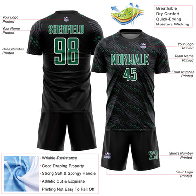 Custom Black Kelly Green-White Slant Lines Sports Sublimation Soccer Uniform Jersey