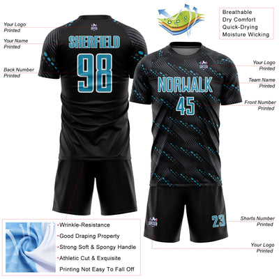 Custom Black Panther Blue-White Slant Lines Sports Sublimation Soccer Uniform Jersey