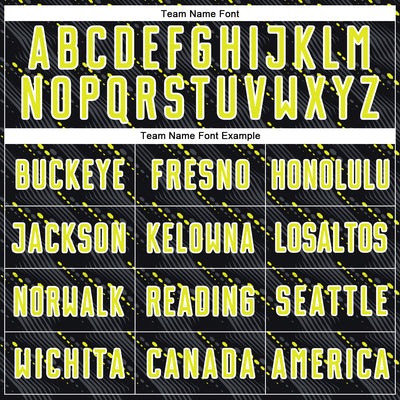 Custom Black Neon Yellow-White Slant Lines Sports Sublimation Soccer Uniform Jersey