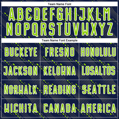 Custom Navy Neon Green-White Slant Lines Sports Sublimation Soccer Uniform Jersey