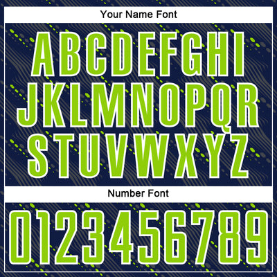 Custom Navy Neon Green-White Slant Lines Sports Sublimation Soccer Uniform Jersey