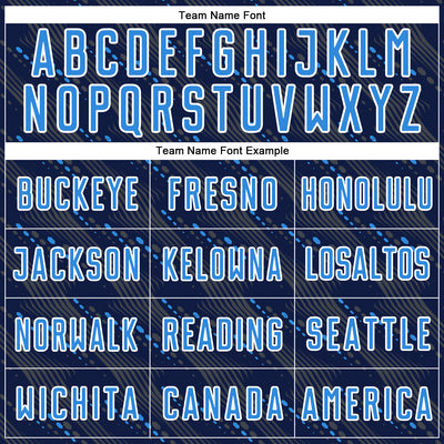 Custom Navy Powder Blue-White Slant Lines Sports Sublimation Soccer Uniform Jersey