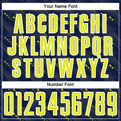 Custom Navy Neon Yellow-White Slant Lines Sports Sublimation Soccer Uniform Jersey