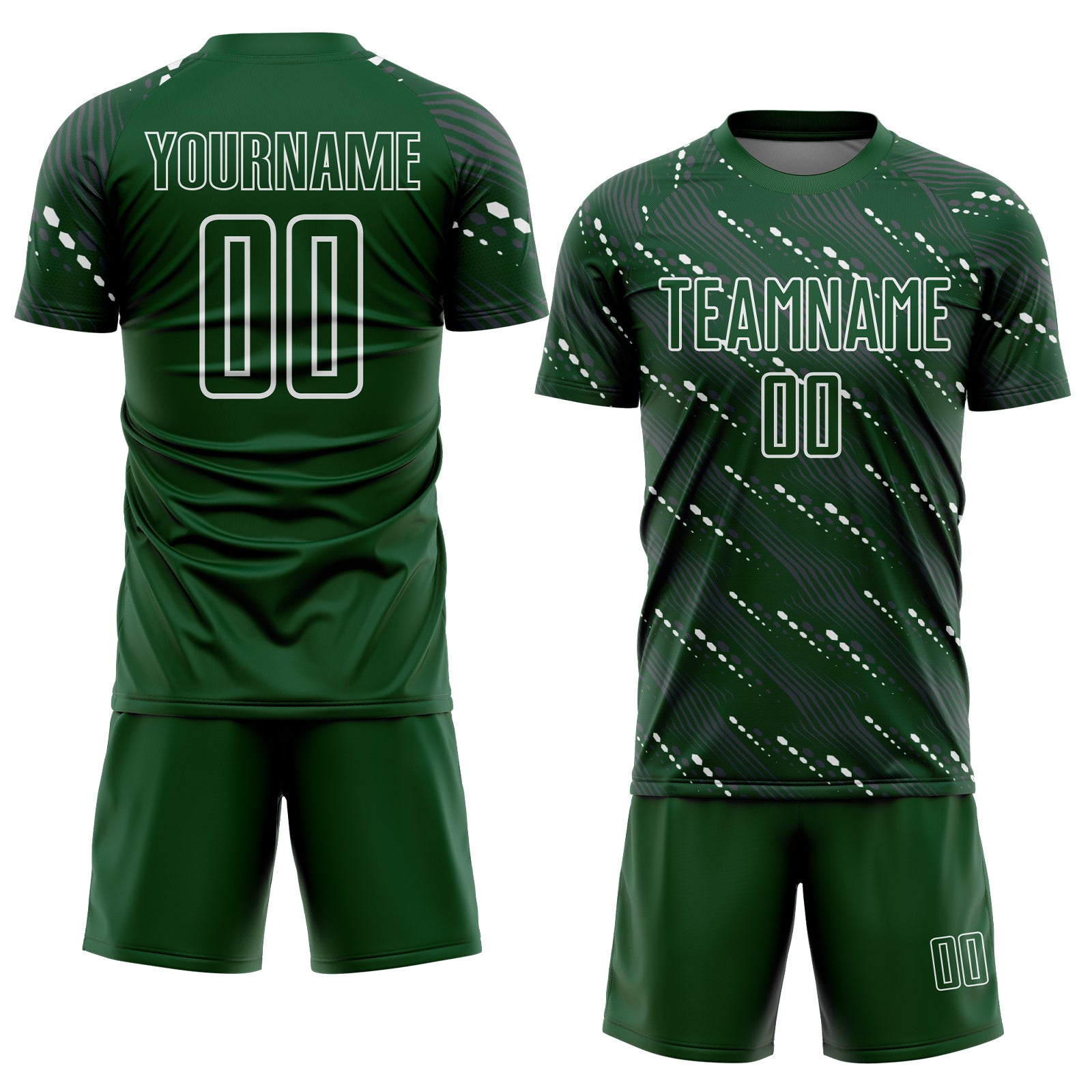 Custom Green White Slant Lines Sports Sublimation Soccer Uniform Jersey