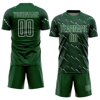 Custom Green White Slant Lines Sports Sublimation Soccer Uniform Jersey