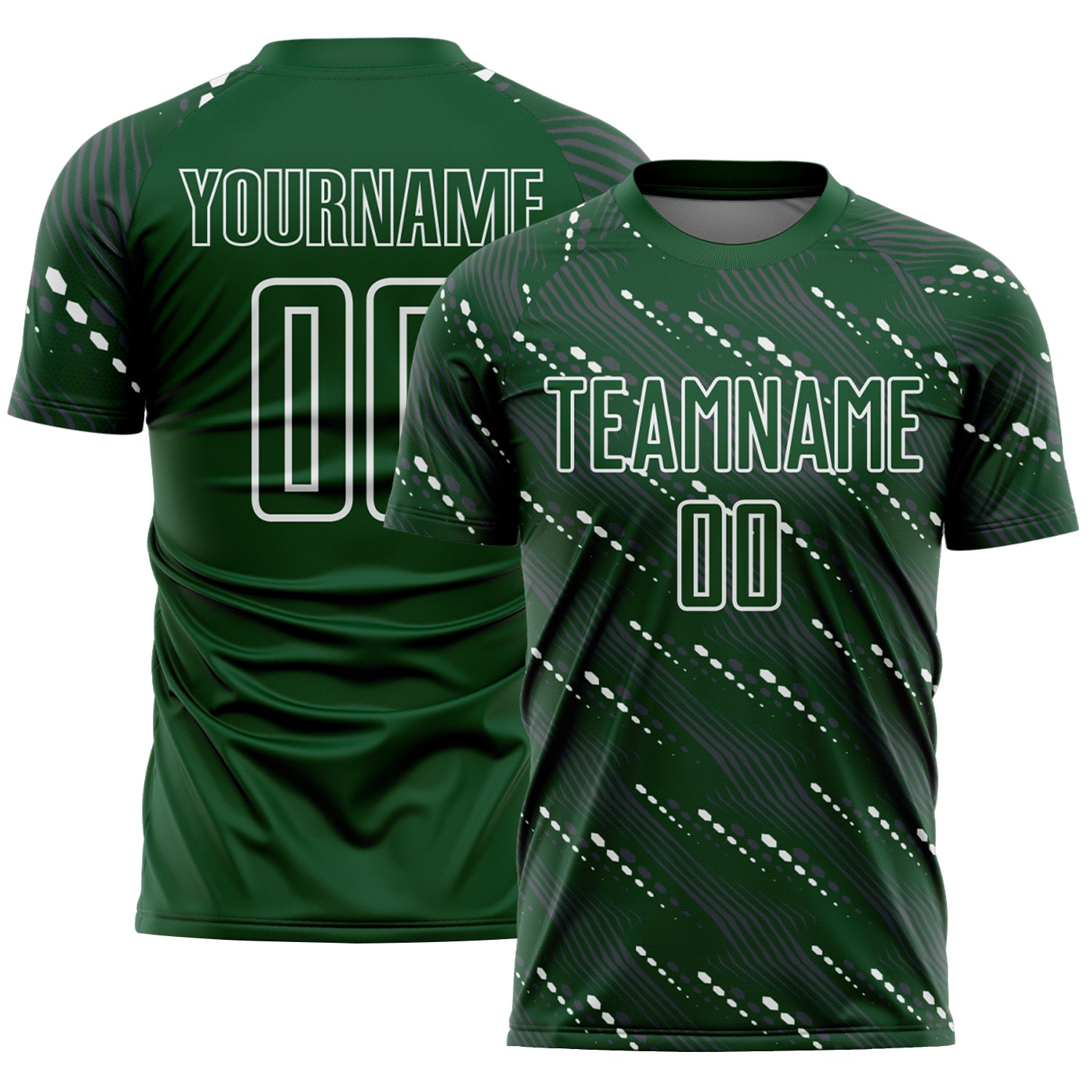 Custom Green White Slant Lines Sports Sublimation Soccer Uniform Jersey