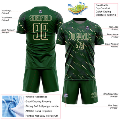 Custom Green Cream Slant Lines Sports Sublimation Soccer Uniform Jersey