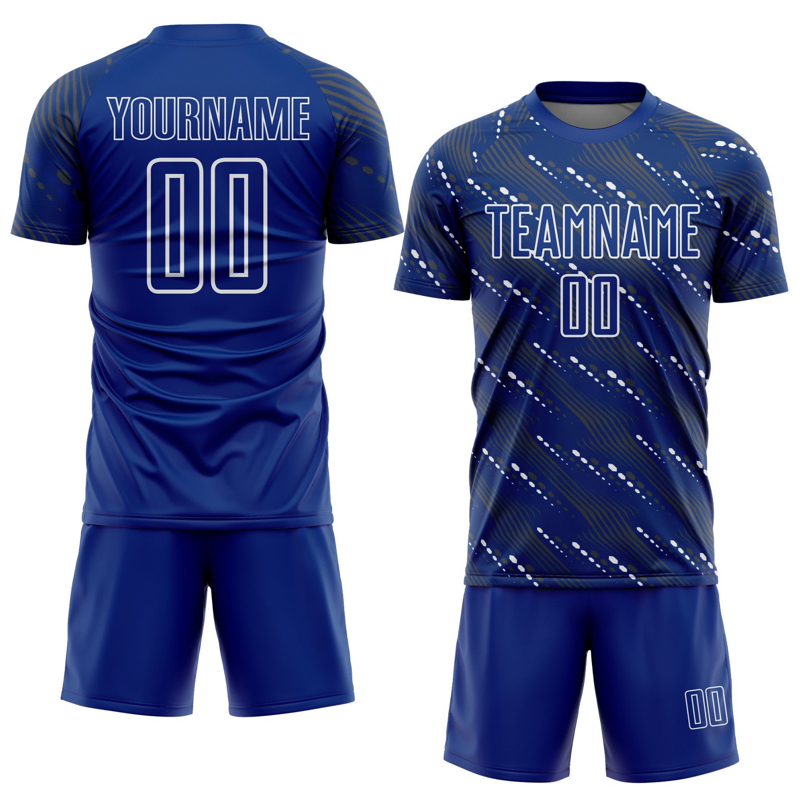 Custom Royal White Slant Lines Sports Sublimation Soccer Uniform Jersey