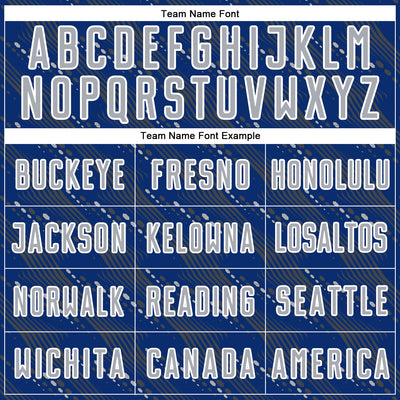 Custom Royal Gray-White Slant Lines Sports Sublimation Soccer Uniform Jersey