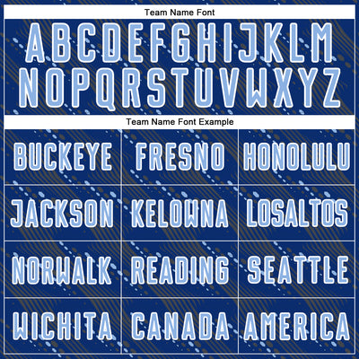 Custom Royal Light Blue-White Slant Lines Sports Sublimation Soccer Uniform Jersey