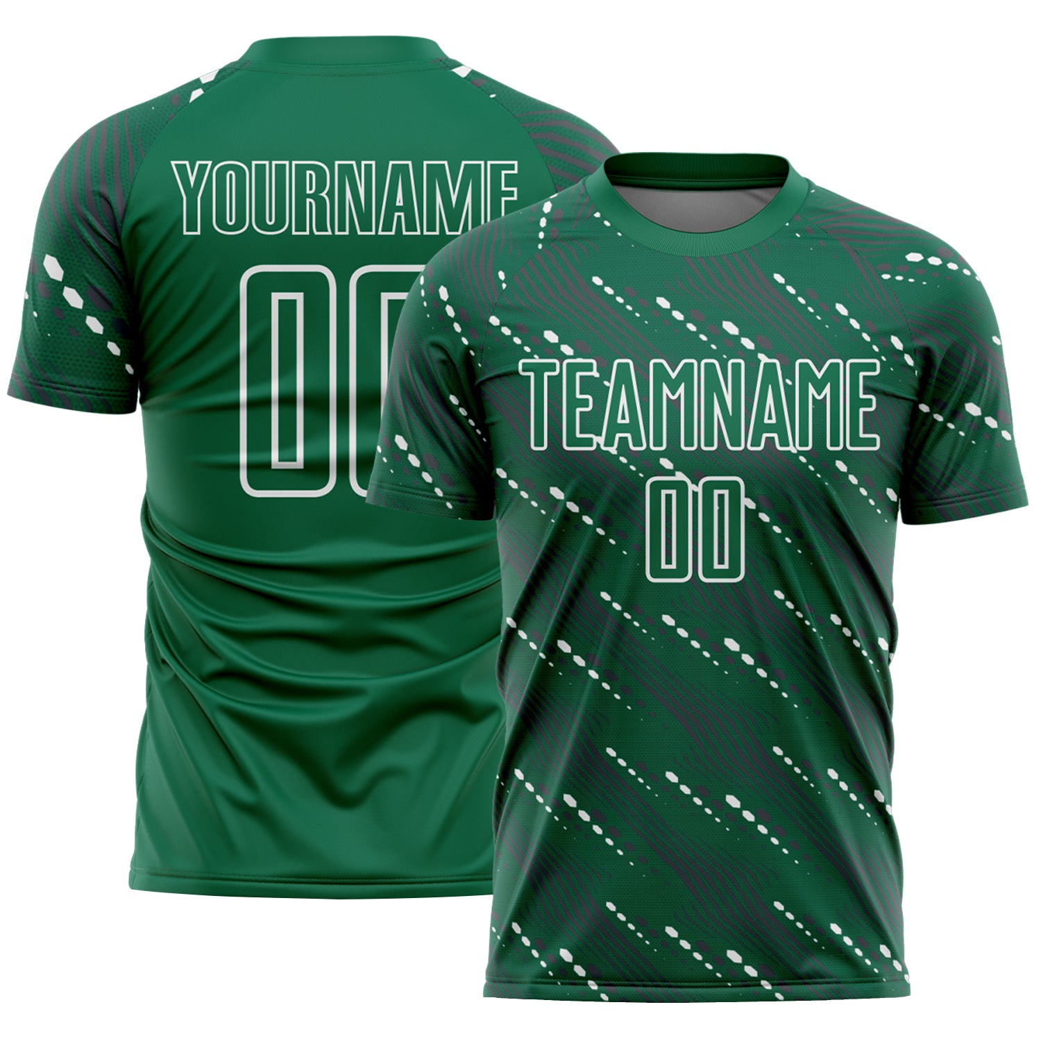 Custom Kelly Green White Slant Lines Sports Sublimation Soccer Uniform Jersey