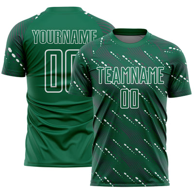 Custom Kelly Green White Slant Lines Sports Sublimation Soccer Uniform Jersey