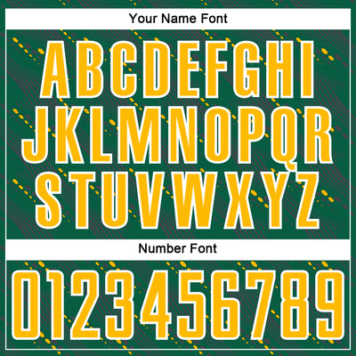 Custom Kelly Green Gold-White Slant Lines Sports Sublimation Soccer Uniform Jersey