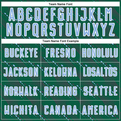 Custom Kelly Green Light Blue-White Slant Lines Sports Sublimation Soccer Uniform Jersey