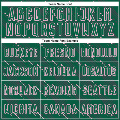 Custom Kelly Green Light Pink Slant Lines Sports Sublimation Soccer Uniform Jersey