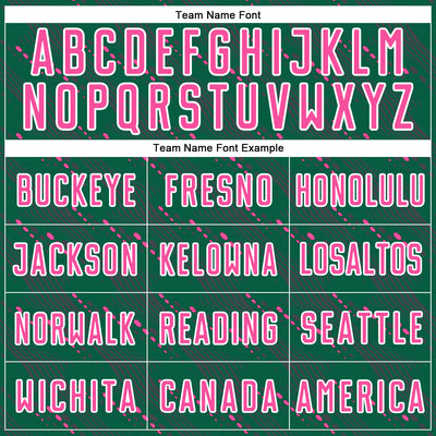 Custom Kelly Green Pink-White Slant Lines Sports Sublimation Soccer Uniform Jersey