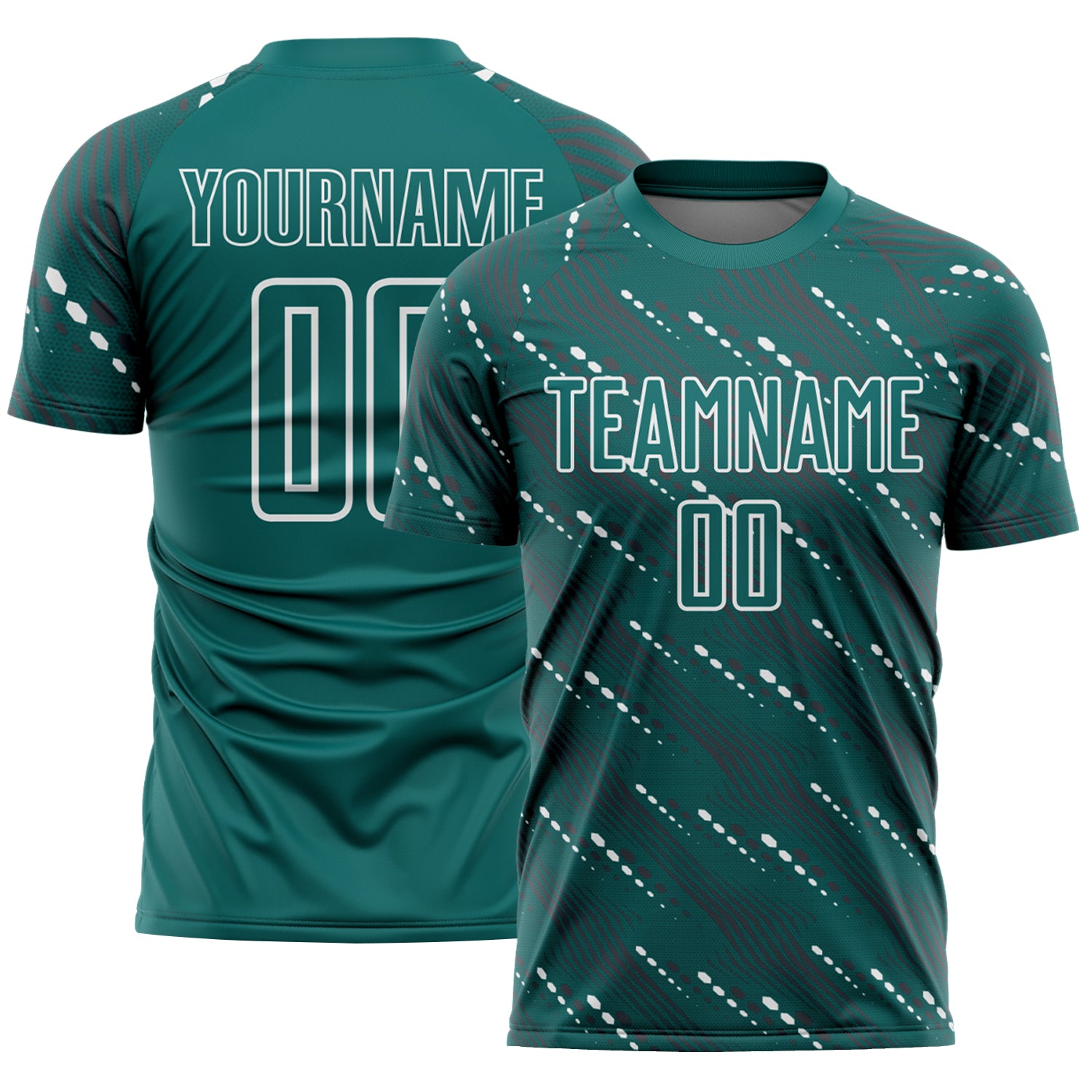 Custom Teal White Slant Lines Sports Sublimation Soccer Uniform Jersey