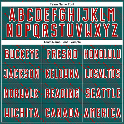 Custom Teal Red-White Slant Lines Sports Sublimation Soccer Uniform Jersey