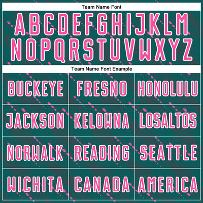 Custom Teal Pink-White Slant Lines Sports Sublimation Soccer Uniform Jersey