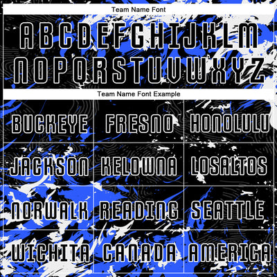 Custom Black Royal-White Fluid Art Splash Sublimation Soccer Uniform Jersey