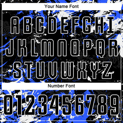Custom Black Royal-White Fluid Art Splash Sublimation Soccer Uniform Jersey