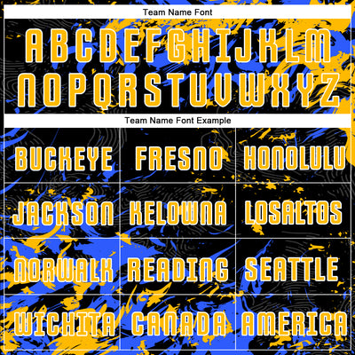 Custom Black Gold Royal-White Fluid Art Splash Sublimation Soccer Uniform Jersey