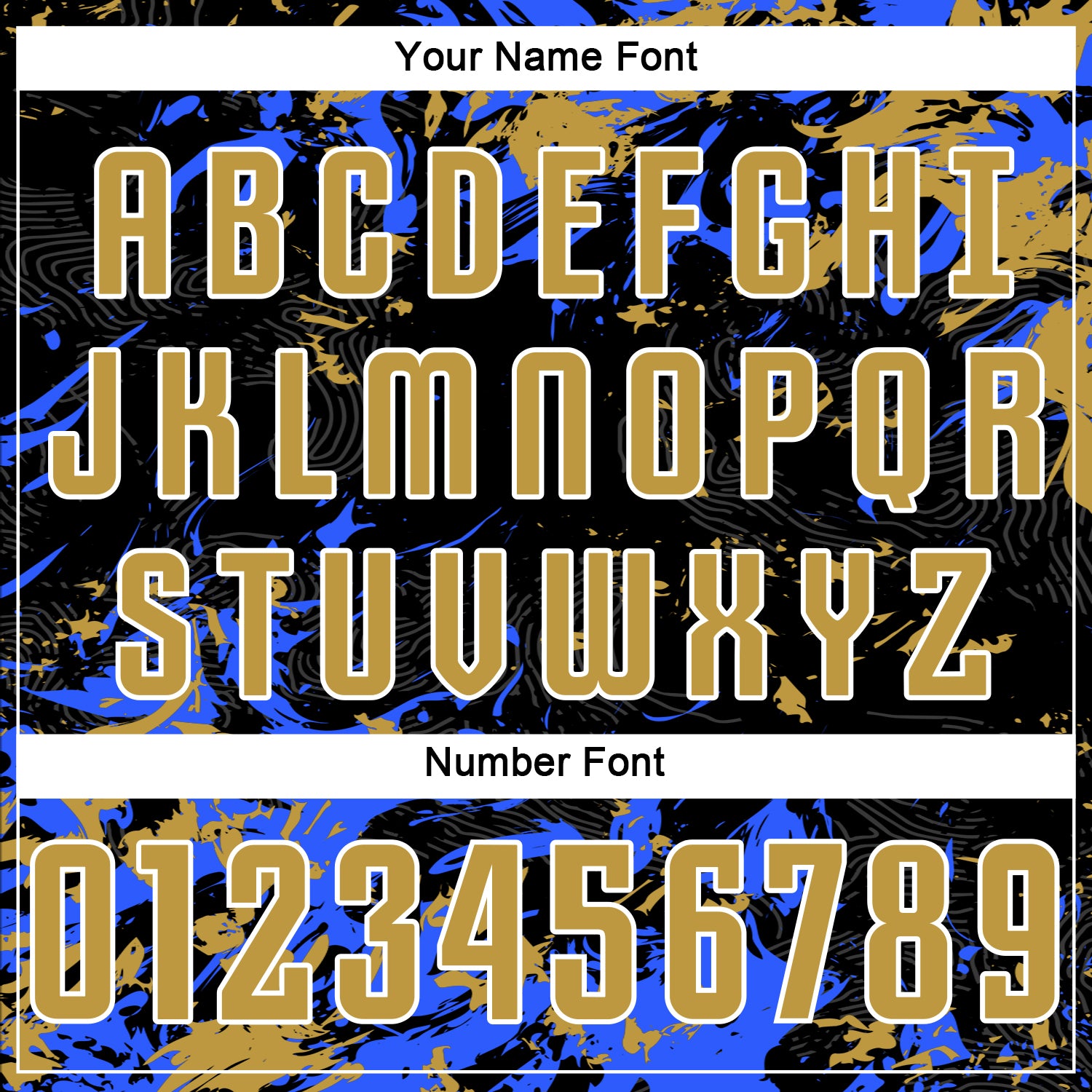 Custom Black Old Gold Royal-White Fluid Art Splash Sublimation Soccer Uniform Jersey