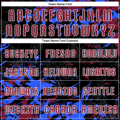 Custom Black Crimson Royal-White Fluid Art Splash Sublimation Soccer Uniform Jersey