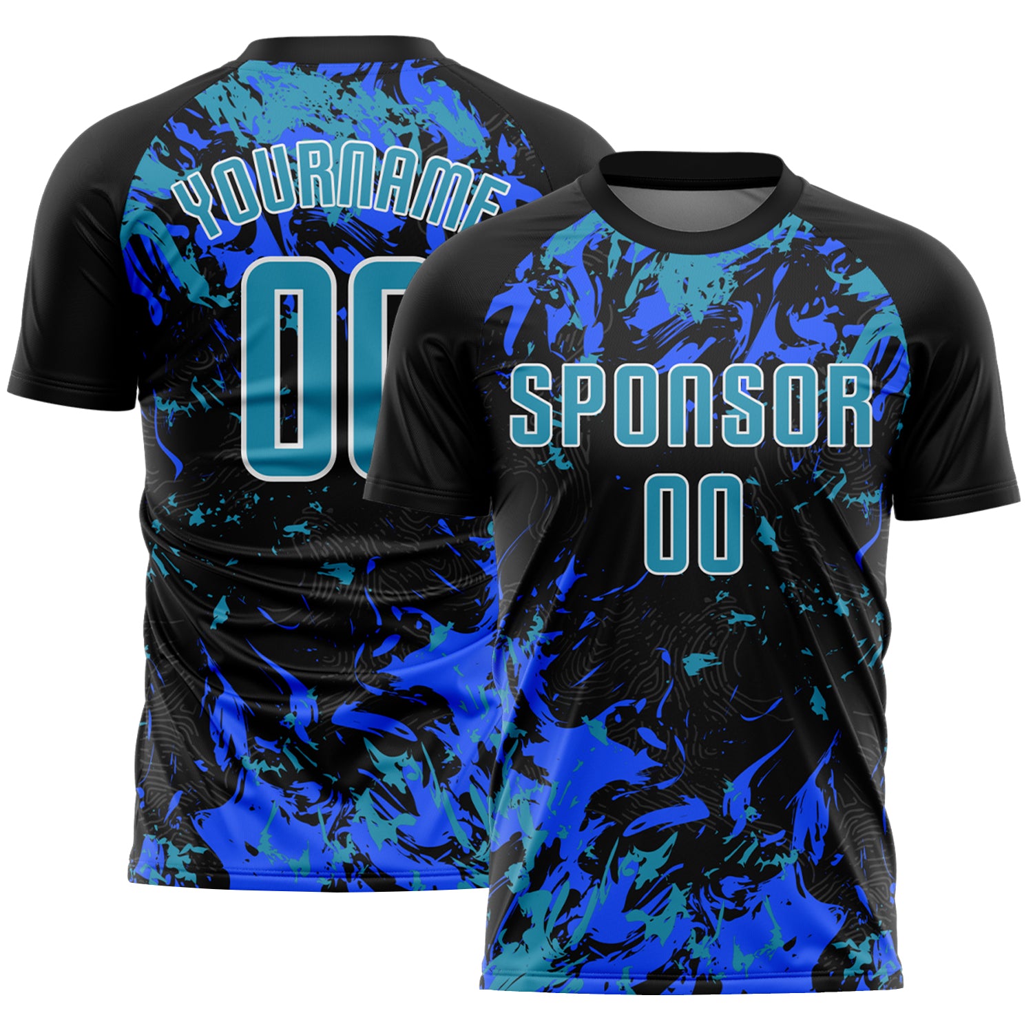 Custom Black Panther Blue Royal-White Fluid Art Splash Sublimation Soccer Uniform Jersey